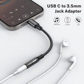 Adaptador Moswag USB C a 3.5mm. Adaptador USB tipo C a conector de auriculares de 0.138 pulgadas, adaptador de audio USB C a cable auxiliar.
